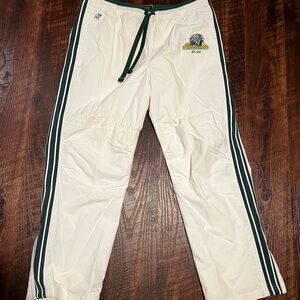 Abercrombie And Fitch White Track Pants with Green Stripes